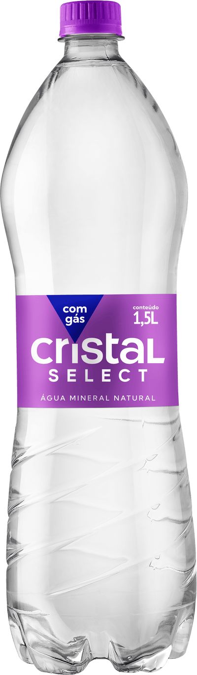 ÁGUA CRISTAL 1.5 LITROS C/GÁS FARDO COM 6 UNIDADES