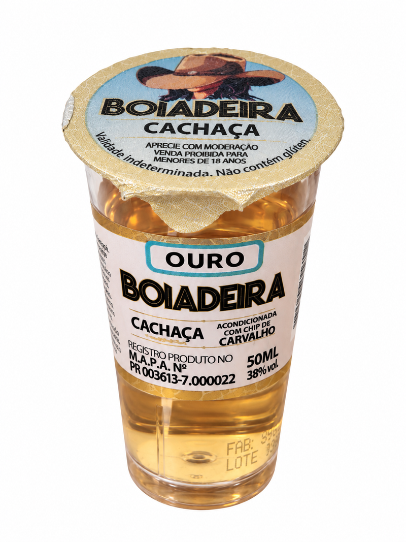 Cachaça Boiadeira Ouro 50mL - Display com 15 Unidades