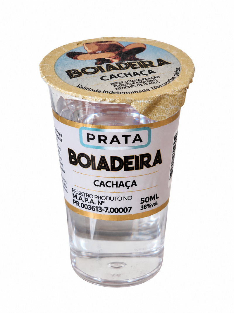 Cachaça Boiadeira Prata 50mL - Display com 15 Unidades