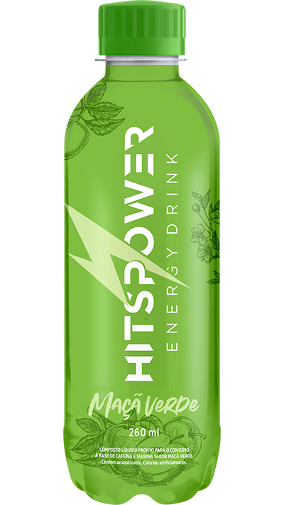 ENERGÉTICO HITS POWER MAÇÃ VERDE 260ML PACOTE COM 12 UNIDADES