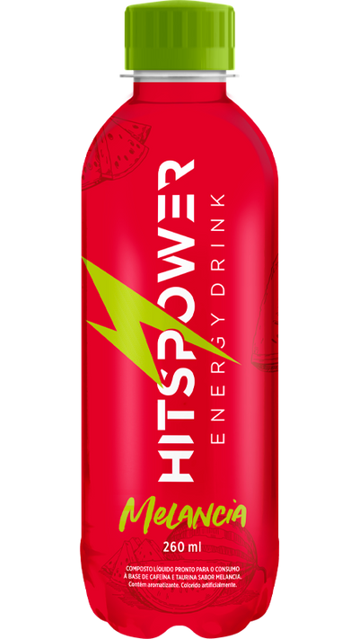 ENERGÉTICO HITS POWER MELANCIA 260ML PACOTE COM 12 UNIDADES